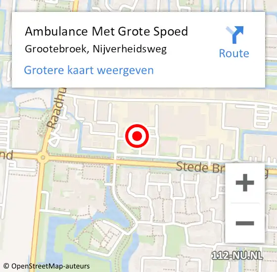 Locatie op kaart van de 112 melding: Ambulance Met Grote Spoed Naar Grootebroek, Nijverheidsweg op 7 augustus 2021 05:38