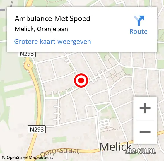 Locatie op kaart van de 112 melding: Ambulance Met Spoed Naar Melick, Oranjelaan op 7 augustus 2021 06:41