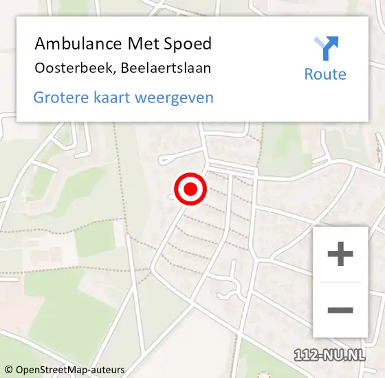 Locatie op kaart van de 112 melding: Ambulance Met Spoed Naar Oosterbeek, Beelaertslaan op 7 augustus 2021 07:20