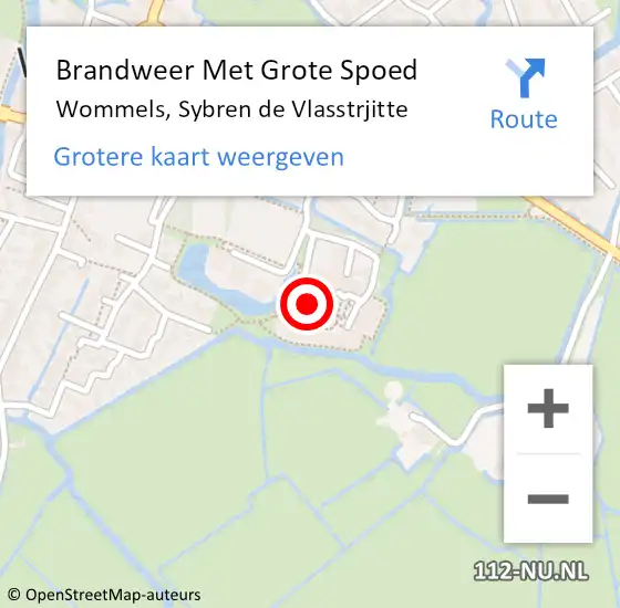 Locatie op kaart van de 112 melding: Brandweer Met Grote Spoed Naar Wommels, Sybren de Vlasstrjitte op 7 augustus 2021 08:31