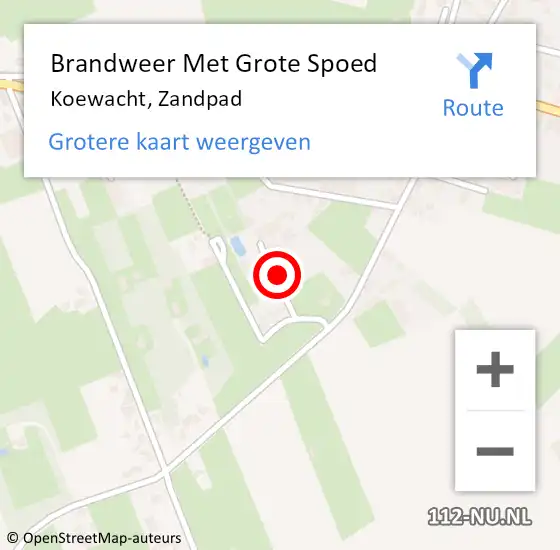 Locatie op kaart van de 112 melding: Brandweer Met Grote Spoed Naar Koewacht, Zandpad op 7 augustus 2021 09:03