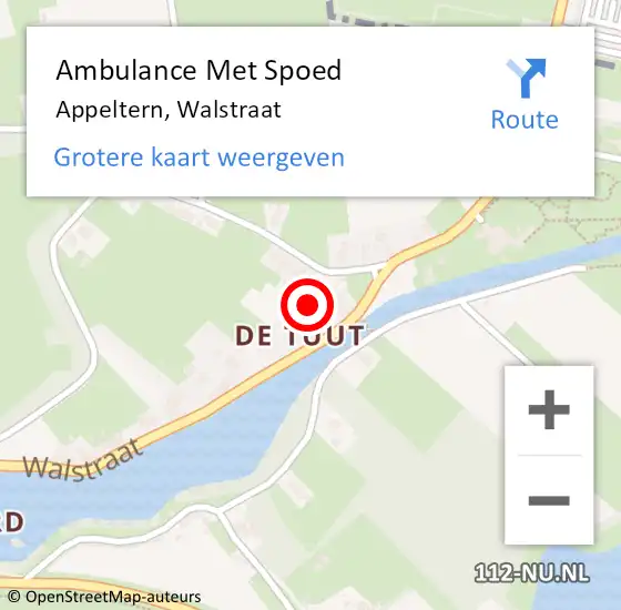 Locatie op kaart van de 112 melding: Ambulance Met Spoed Naar Appeltern, Walstraat op 7 augustus 2021 09:08