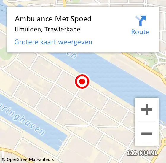 Locatie op kaart van de 112 melding: Ambulance Met Spoed Naar IJmuiden, Trawlerkade op 7 augustus 2021 10:02
