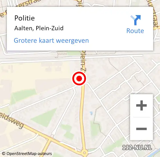 Locatie op kaart van de 112 melding: Politie Aalten, Plein-Zuid op 7 augustus 2021 10:18