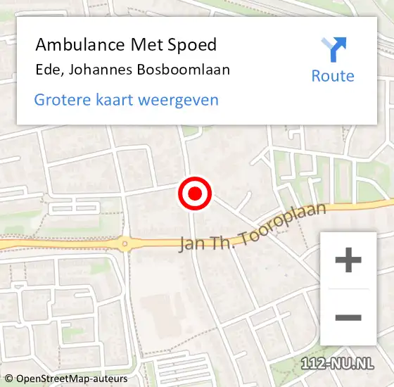 Locatie op kaart van de 112 melding: Ambulance Met Spoed Naar Ede, Johannes Bosboomlaan op 7 augustus 2021 10:36