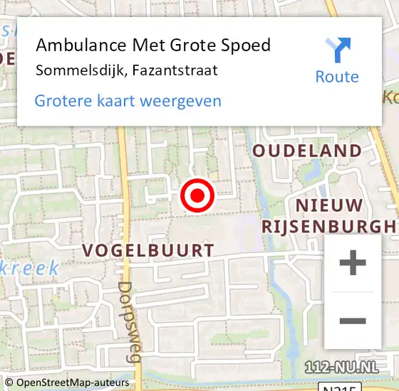 Locatie op kaart van de 112 melding: Ambulance Met Grote Spoed Naar Sommelsdijk, Fazantstraat op 7 augustus 2021 10:49