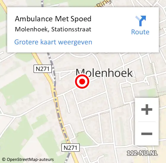 Locatie op kaart van de 112 melding: Ambulance Met Spoed Naar Molenhoek, Stationsstraat op 7 augustus 2021 11:07