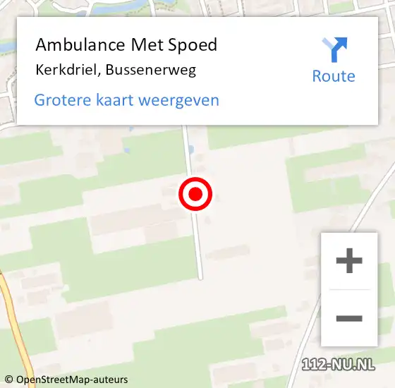 Locatie op kaart van de 112 melding: Ambulance Met Spoed Naar Kerkdriel, Bussenerweg op 7 augustus 2021 11:21