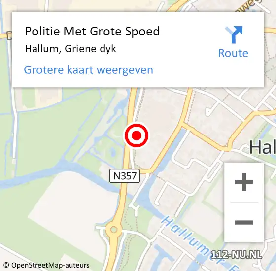 Locatie op kaart van de 112 melding: Politie Met Grote Spoed Naar Hallum, Griene dyk op 7 augustus 2021 11:50