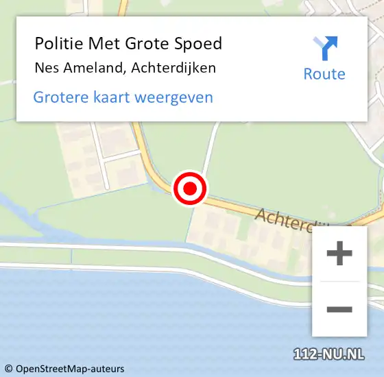 Locatie op kaart van de 112 melding: Politie Met Grote Spoed Naar Nes Ameland, Achterdijken op 7 augustus 2021 11:53