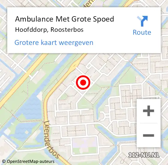 Locatie op kaart van de 112 melding: Ambulance Met Grote Spoed Naar Hoofddorp, Roosterbos op 7 augustus 2021 12:16