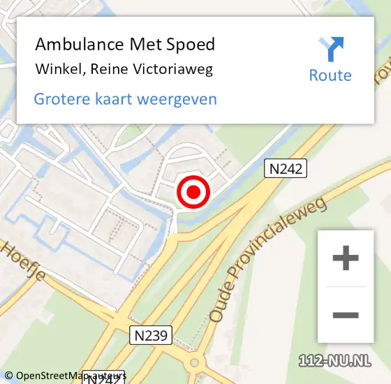 Locatie op kaart van de 112 melding: Ambulance Met Spoed Naar Winkel, Reine Victoriaweg op 7 augustus 2021 12:17