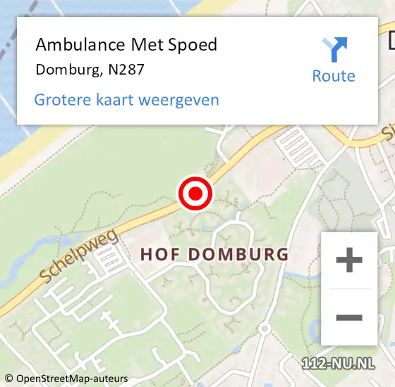 Locatie op kaart van de 112 melding: Ambulance Met Spoed Naar Domburg, N287 op 19 juni 2014 02:49