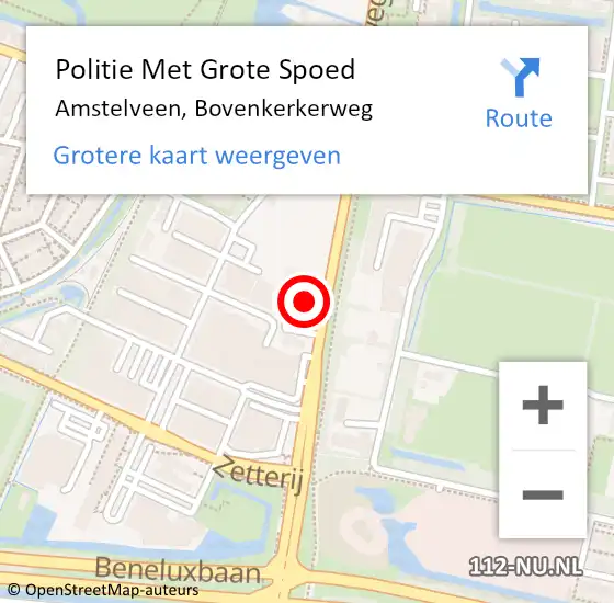 Locatie op kaart van de 112 melding: Politie Met Grote Spoed Naar Amstelveen, Bovenkerkerweg op 7 augustus 2021 12:43