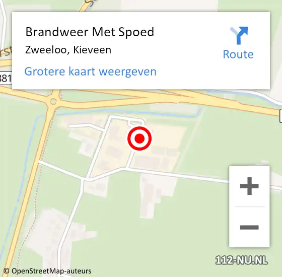 Locatie op kaart van de 112 melding: Brandweer Met Spoed Naar Zweeloo, Kieveen op 7 augustus 2021 12:45