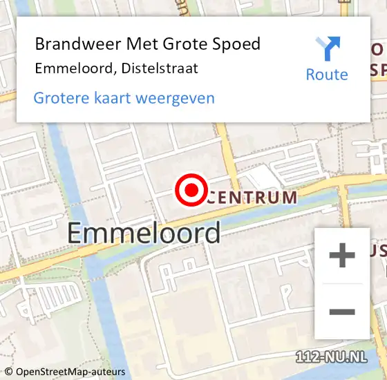 Locatie op kaart van de 112 melding: Brandweer Met Grote Spoed Naar Emmeloord, Distelstraat op 7 augustus 2021 12:50