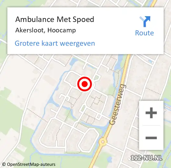 Locatie op kaart van de 112 melding: Ambulance Met Spoed Naar Akersloot, Hoocamp op 7 augustus 2021 13:10