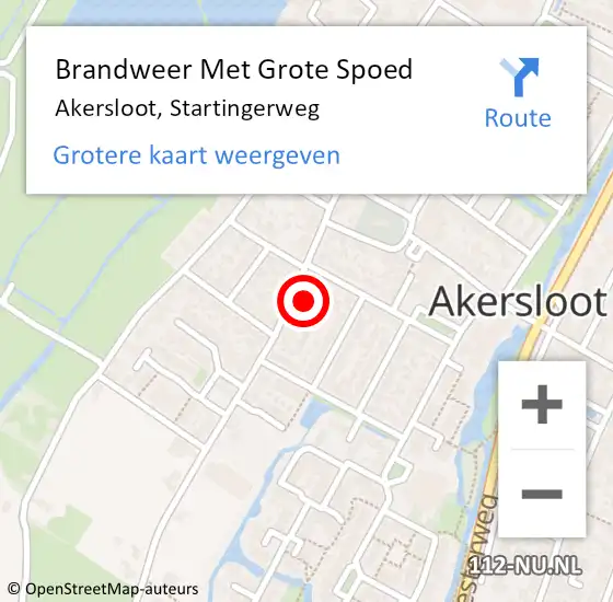 Locatie op kaart van de 112 melding: Brandweer Met Grote Spoed Naar Akersloot, Startingerweg op 7 augustus 2021 13:11