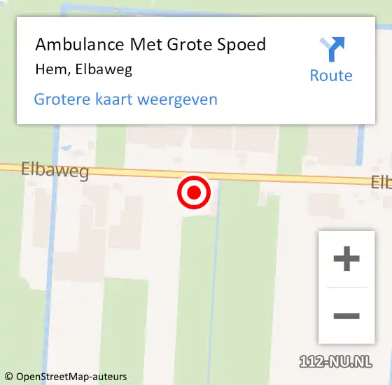 Locatie op kaart van de 112 melding: Ambulance Met Grote Spoed Naar Hem, Elbaweg op 7 augustus 2021 13:26