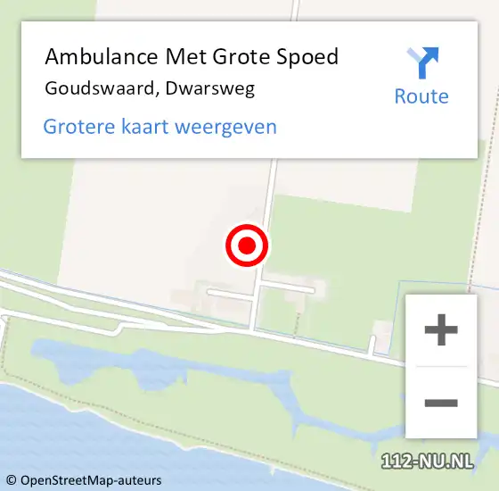 Locatie op kaart van de 112 melding: Ambulance Met Grote Spoed Naar Goudswaard, Dwarsweg op 7 augustus 2021 14:00