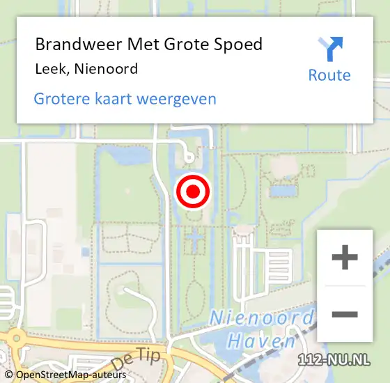 Locatie op kaart van de 112 melding: Brandweer Met Grote Spoed Naar Leek, Nienoord op 7 augustus 2021 14:12