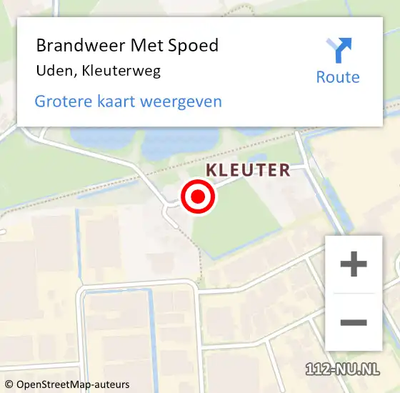 Locatie op kaart van de 112 melding: Brandweer Met Spoed Naar Uden, Kleuterweg op 7 augustus 2021 14:16