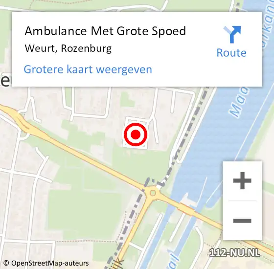 Locatie op kaart van de 112 melding: Ambulance Met Grote Spoed Naar Weurt, Rozenburg op 7 augustus 2021 14:30