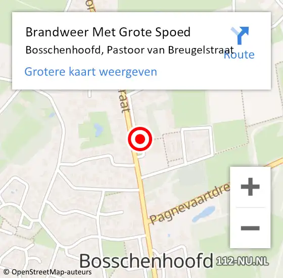 Locatie op kaart van de 112 melding: Brandweer Met Grote Spoed Naar Bosschenhoofd, Pastoor van Breugelstraat op 7 augustus 2021 14:31