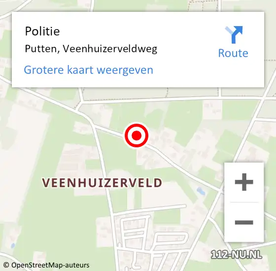 Locatie op kaart van de 112 melding: Politie Putten, Veenhuizerveldweg op 7 augustus 2021 14:33