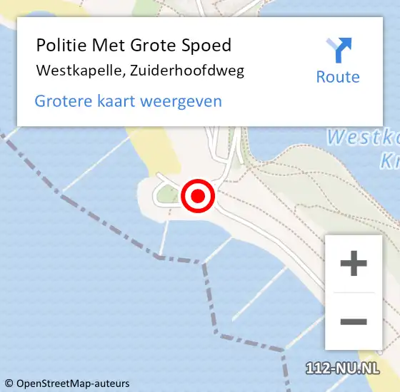 Locatie op kaart van de 112 melding: Politie Met Grote Spoed Naar Westkapelle, Zuiderhoofdweg op 7 augustus 2021 14:55