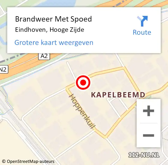 Locatie op kaart van de 112 melding: Brandweer Met Spoed Naar Eindhoven, Hooge Zijde op 7 augustus 2021 14:58