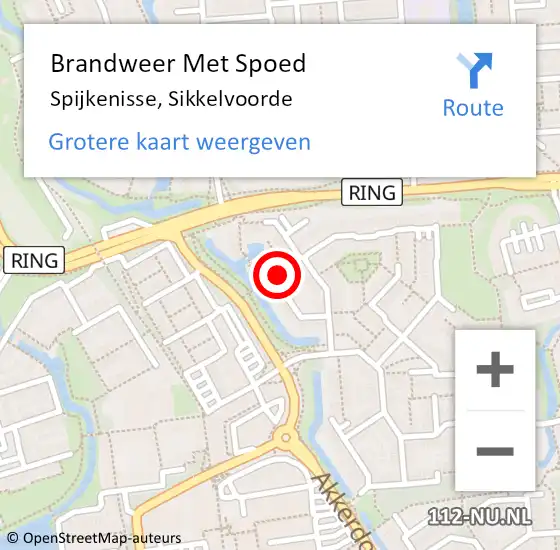 Locatie op kaart van de 112 melding: Brandweer Met Spoed Naar Spijkenisse, Sikkelvoorde op 7 augustus 2021 15:00