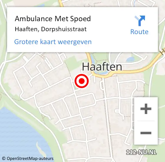 Locatie op kaart van de 112 melding: Ambulance Met Spoed Naar Haaften, Dorpshuisstraat op 7 augustus 2021 15:05