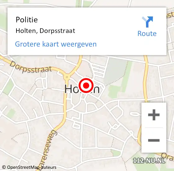 Locatie op kaart van de 112 melding: Politie Holten, Dorpsstraat op 7 augustus 2021 15:09