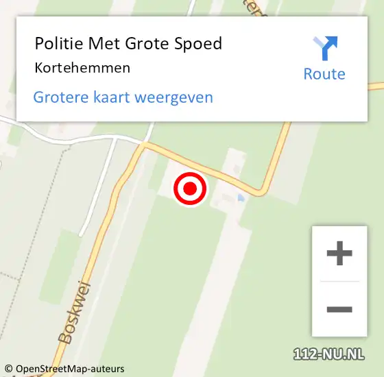 Locatie op kaart van de 112 melding: Politie Met Grote Spoed Naar Kortehemmen op 7 augustus 2021 15:49