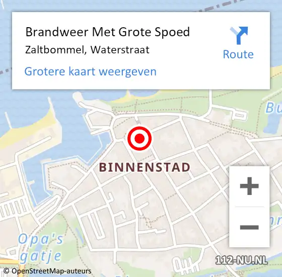 Locatie op kaart van de 112 melding: Brandweer Met Grote Spoed Naar Zaltbommel, Waterstraat op 7 augustus 2021 16:02