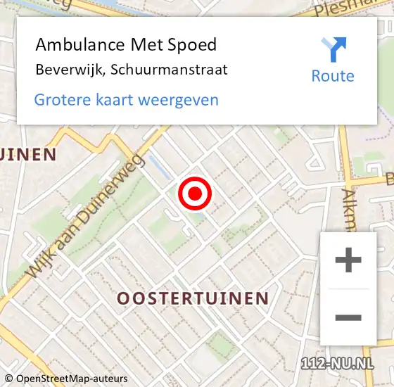 Locatie op kaart van de 112 melding: Ambulance Met Spoed Naar Beverwijk, Schuurmanstraat op 7 augustus 2021 16:09