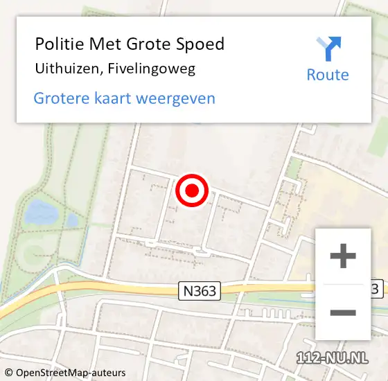 Locatie op kaart van de 112 melding: Politie Met Grote Spoed Naar Uithuizen, Fivelingoweg op 7 augustus 2021 16:12