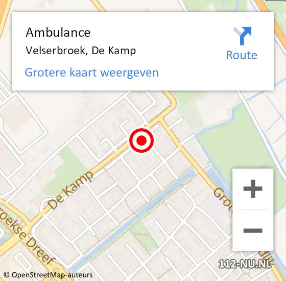 Locatie op kaart van de 112 melding: Ambulance Velserbroek, De Kamp op 7 augustus 2021 16:22