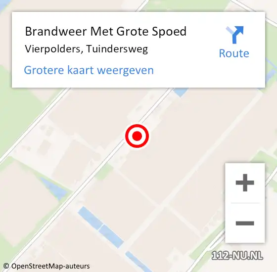 Locatie op kaart van de 112 melding: Brandweer Met Grote Spoed Naar Vierpolders, Tuindersweg op 7 augustus 2021 16:31