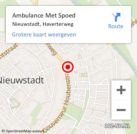 Locatie op kaart van de 112 melding: Ambulance Met Spoed Naar Nieuwstadt, Haverterweg op 19 juni 2014 04:09