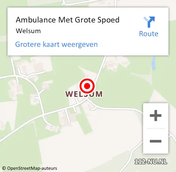 Locatie op kaart van de 112 melding: Ambulance Met Grote Spoed Naar Welsum op 7 augustus 2021 17:09