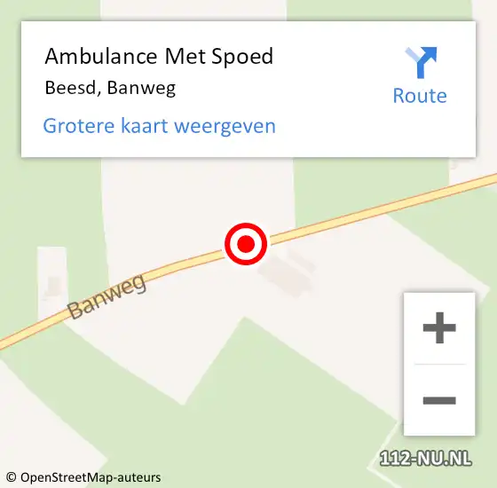 Locatie op kaart van de 112 melding: Ambulance Met Spoed Naar Beesd, Banweg op 7 augustus 2021 17:29