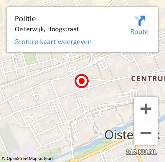 Locatie op kaart van de 112 melding: Politie Oisterwijk, Hoogstraat op 7 augustus 2021 17:40