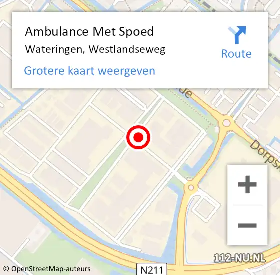 Locatie op kaart van de 112 melding: Ambulance Met Spoed Naar Wateringen, Westlandseweg op 7 augustus 2021 17:44