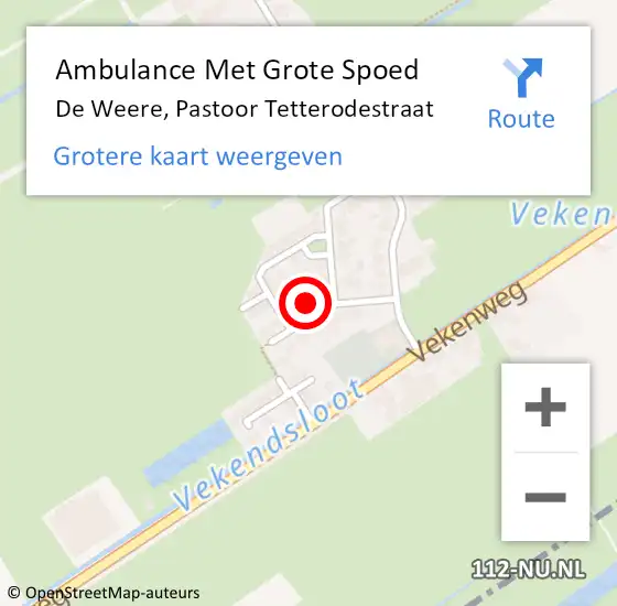 Locatie op kaart van de 112 melding: Ambulance Met Grote Spoed Naar De Weere, Pastoor Tetterodestraat op 7 augustus 2021 17:45