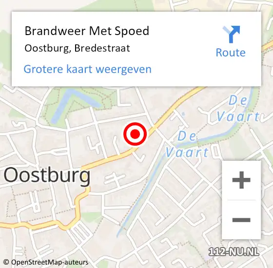 Locatie op kaart van de 112 melding: Brandweer Met Spoed Naar Oostburg, Bredestraat op 7 augustus 2021 18:11