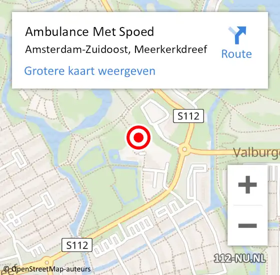 Locatie op kaart van de 112 melding: Ambulance Met Spoed Naar Amsterdam-Zuidoost, Meerkerkdreef op 7 augustus 2021 18:25