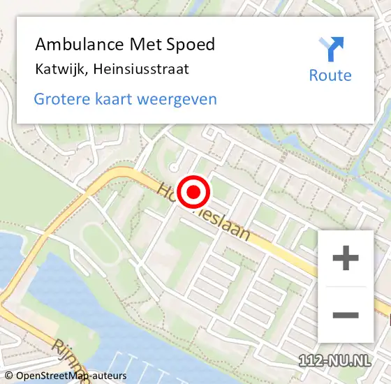 Locatie op kaart van de 112 melding: Ambulance Met Spoed Naar Katwijk, Heinsiusstraat op 19 juni 2014 04:48