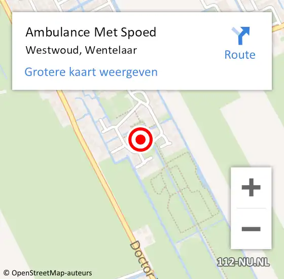 Locatie op kaart van de 112 melding: Ambulance Met Spoed Naar Westwoud, Wentelaar op 7 augustus 2021 18:45